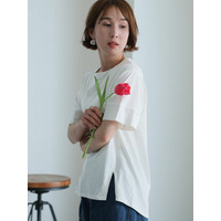 異素材切り替え半袖Ｔシャツ　大きいサイズ レディース
