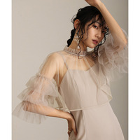 【結婚式・パーティードレス】ギャザーチュールセットドレス　大きいサイズレディース
