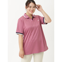 ラインリブロングポロシャツ　大きいサイズ レディース