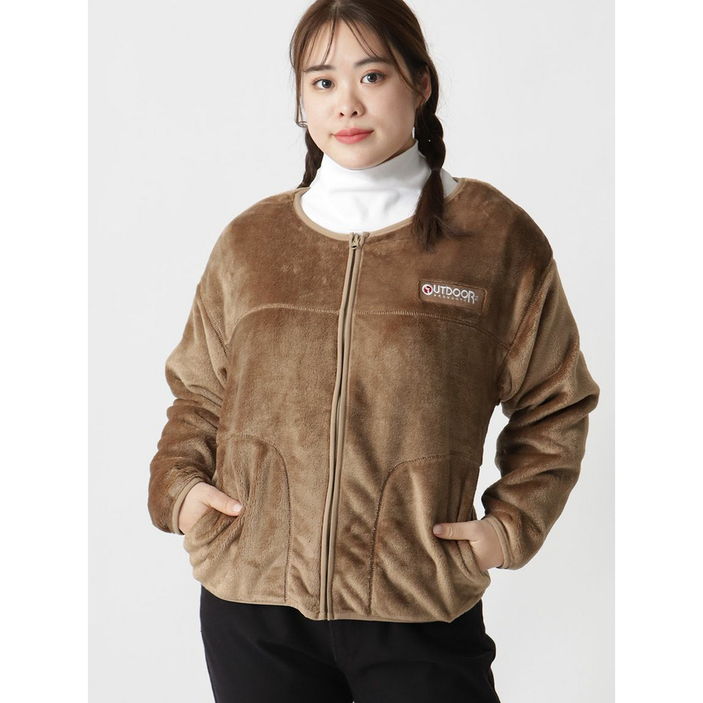 裏アルミプリントレディースノーカラージャケット 大きいサイズ