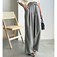 上品見えダブルタックワイドイージーパンツ