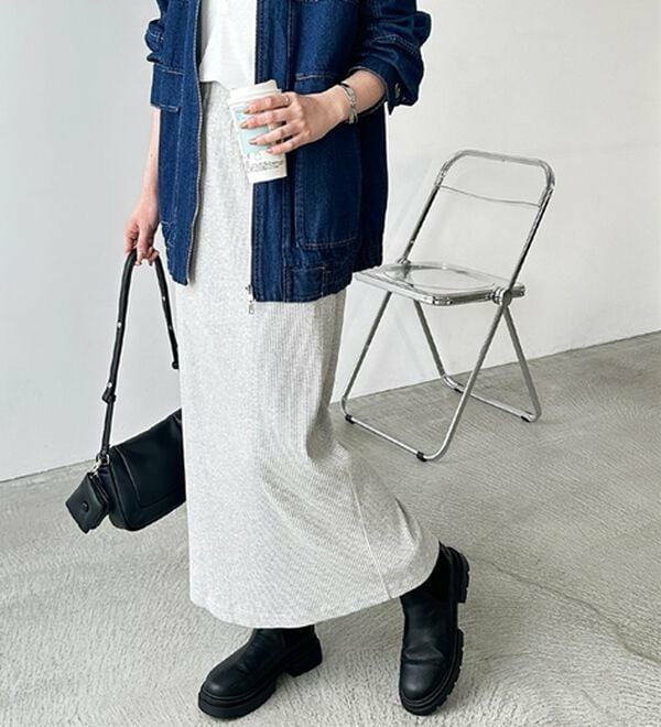 【L-XLサイズ展開/新色追加】-3kg見え!すっりきリブタイトロングスカート12