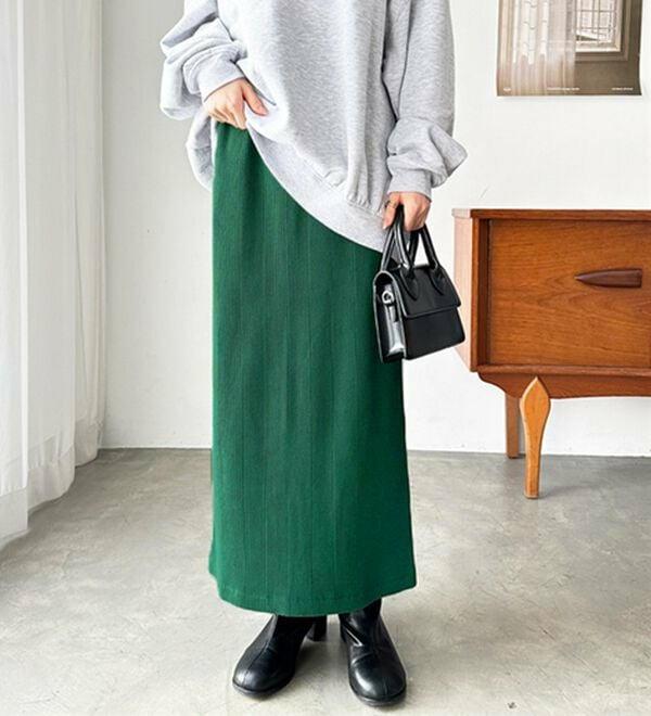 【L-XLサイズ展開/新色追加】-3kg見え!すっりきリブタイトロングスカート13