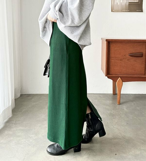 【L-XLサイズ展開/新色追加】-3kg見え!すっりきリブタイトロングスカート14