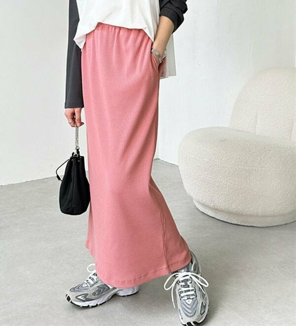 【L-XLサイズ展開/新色追加】-3kg見え!すっりきリブタイトロングスカート17