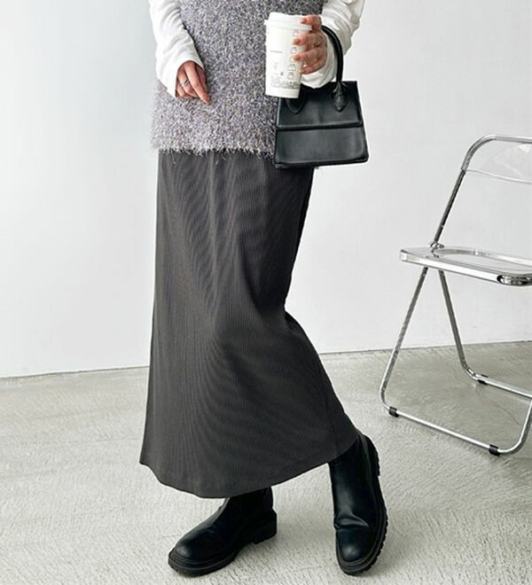 【L-XLサイズ展開/新色追加】-3kg見え!すっりきリブタイトロングスカート19