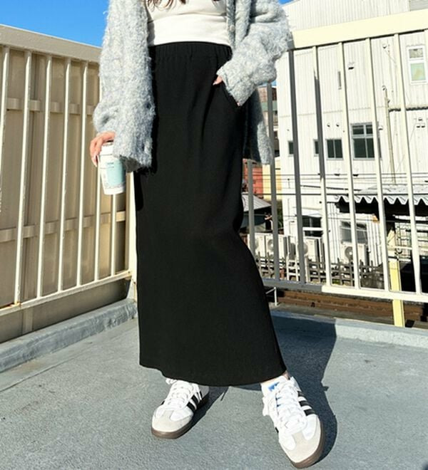 【L-XLサイズ展開/新色追加】-3kg見え!すっりきリブタイトロングスカート7