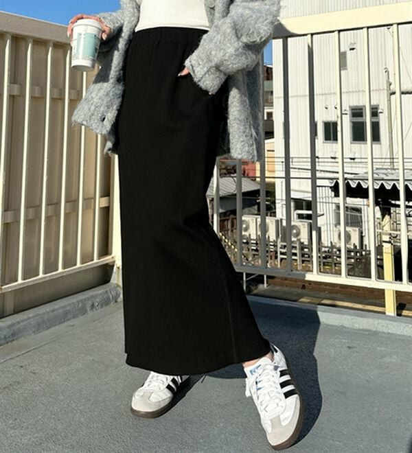 【L-XLサイズ展開/新色追加】-3kg見え!すっりきリブタイトロングスカート8