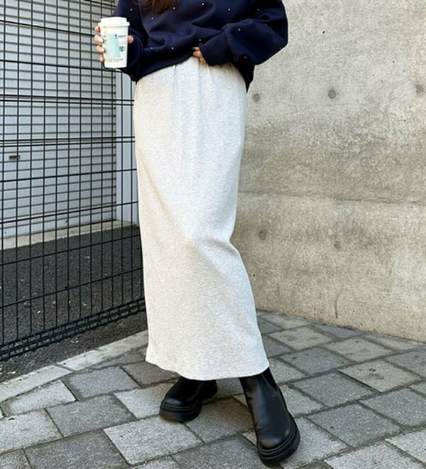 【L-XLサイズ展開/新色追加】-3kg見え!すっりきリブタイトロングスカート9