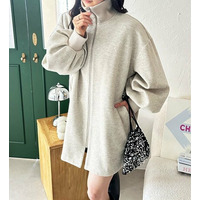 配色リブ衿ミドルZIPコート