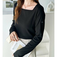 【新色追加】ピスネーム付スクエアネックリブカットソー