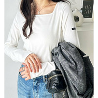 【新色追加】ピスネーム付スクエアネックリブカットソー