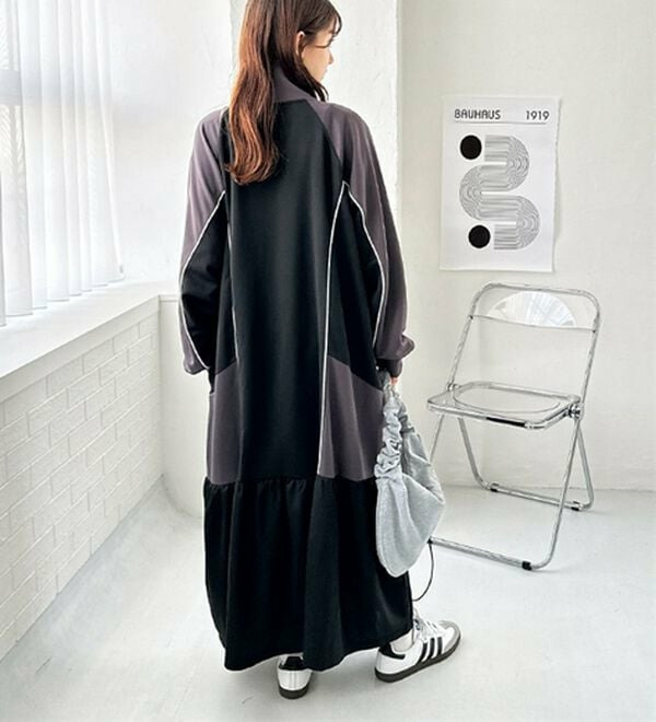 《FIRSTMOODコラボ》ハーフジップ配色ワンピース8