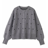 ドットジャガードクルーネックニットカーディガン