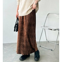 【新色追加】すっきり見え！ベロアプリーツバックスリットロングタイトスカート