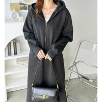 【新色追加】ハーフジップ裏起毛パーカーワンピース