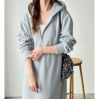 【新色追加】ハーフジップ裏起毛パーカーワンピース