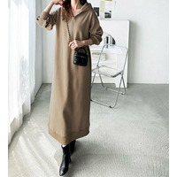 【新色追加】ハーフジップ裏起毛パーカーワンピース