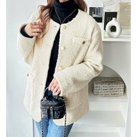 リングウールライク金ボタンジャケットコート