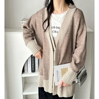 《FIRSTMOODコラボ》ウールライク配色Ｖネックカーディガン