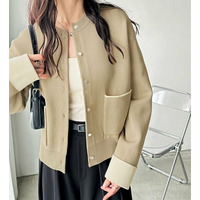 配色カラーニットカーディガン