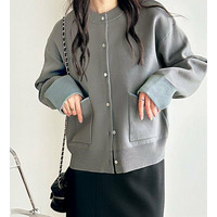 配色カラーニットカーディガン