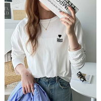 ハートデザイン刺繍ロンT