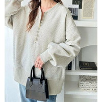 ハーフジップ裏起毛スウェット