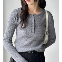 ミニケーブルヘンリーネックリブニット