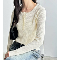 ミニケーブルヘンリーネックリブニット