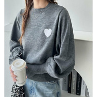 ハート刺繍ボリューム袖ニット