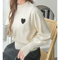 ハート刺繍ボリューム袖ニット