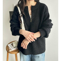 ハーフジップミックスニットプルオーバー