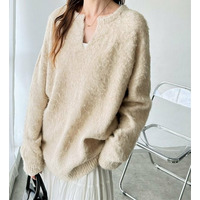 キーネックシャギーニット