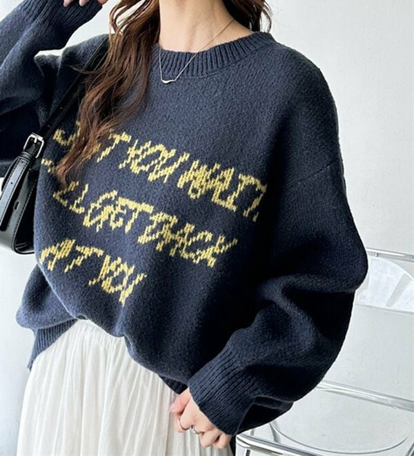 配色ロゴジャガードニット16