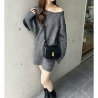 シャギーオフショルミニワンピ