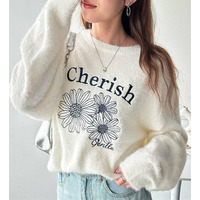 《FIRSTMOODコラボ》フラワー刺繍シャギーニット