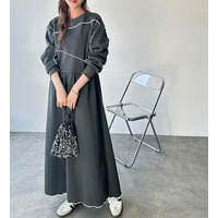 《FIRSTMOODコラボ》配色メロー裏起毛スウェットワンピース