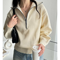 《FIRSTMOODコラボ》配色ハーフジップニットプルオーバー