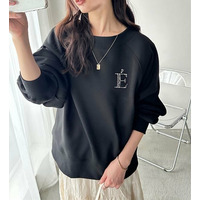 ビジューワッペンボートネックスウェット