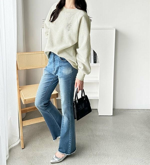 ビジューワッペンボートネックスウェット11