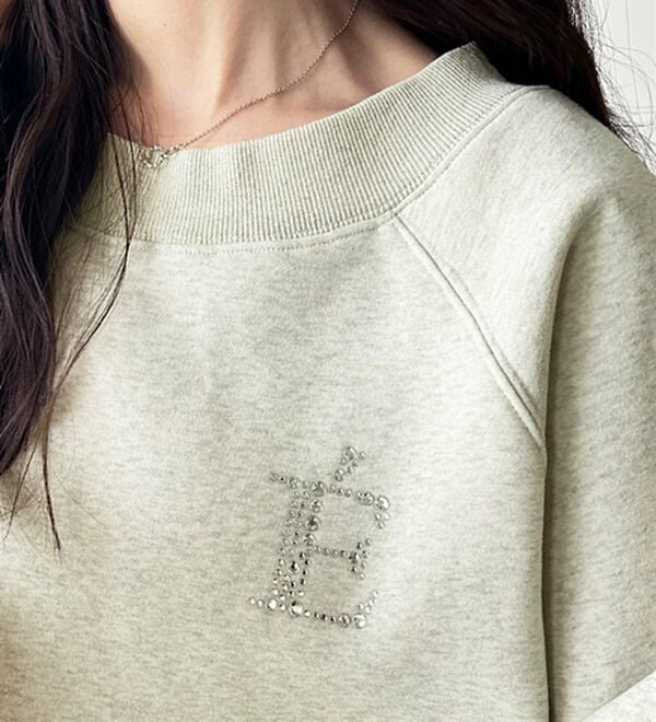 ビジューワッペンボートネックスウェット12