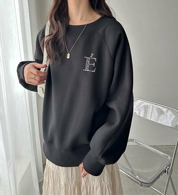 ビジューワッペンボートネックスウェット2