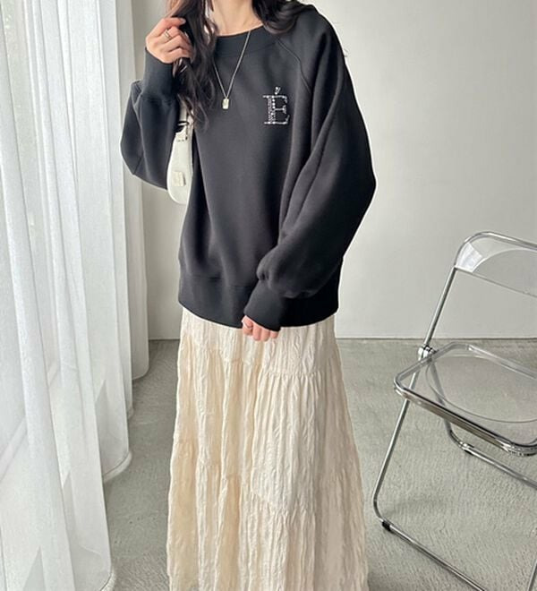 ビジューワッペンボートネックスウェット3