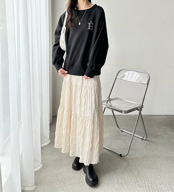 ビジューワッペンボートネックスウェット4