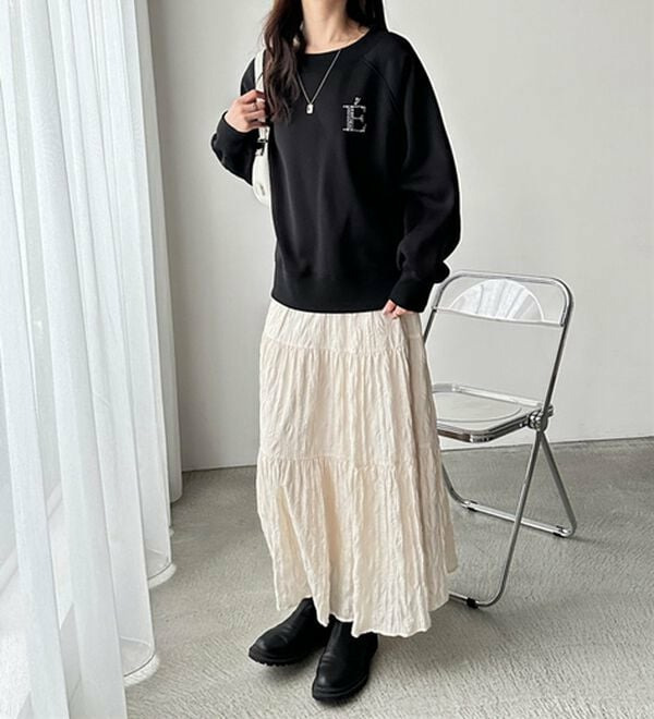 ビジューワッペンボートネックスウェット5