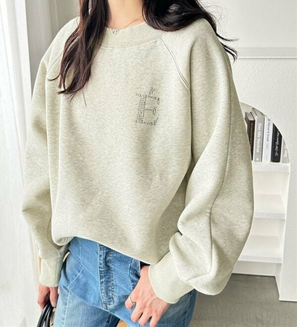 ビジューワッペンボートネックスウェット8