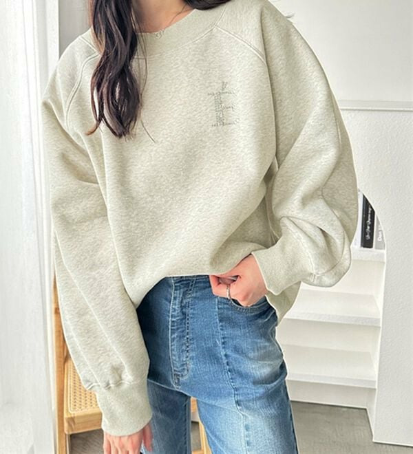 ビジューワッペンボートネックスウェット9