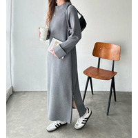 裾ファスナースリットニットワンピース