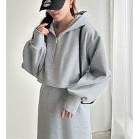 セットアップ風ハーフジップワンピース